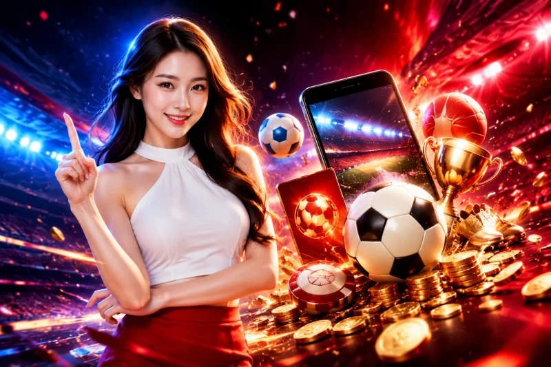 Minh họa cách chọn loại kèo thể thao phù hợp với các thẻ lựa chọn phát sáng và biểu tượng phân tích