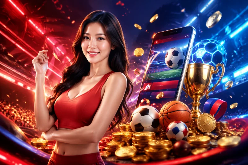 Sảnh Thể thao MB66 hiển thị các bộ môn bóng đá, bóng rổ, tennis và esports trên nhiều thiết bị